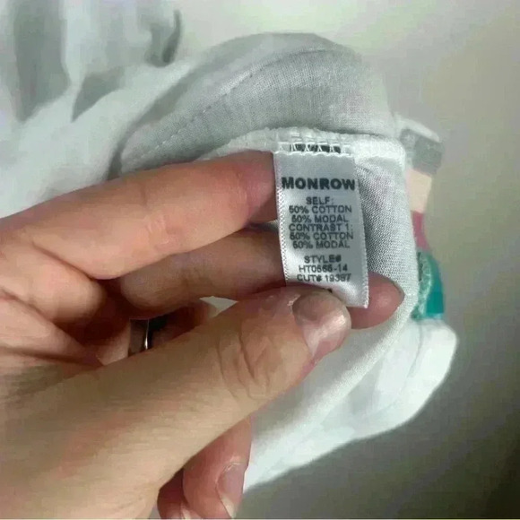 Monrow Striped White Tee - Picture 6 of 6